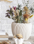 8" Cream Stoneware Pleated Planter