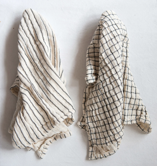 28" x 18" Black and White Cotton Tea Towel
