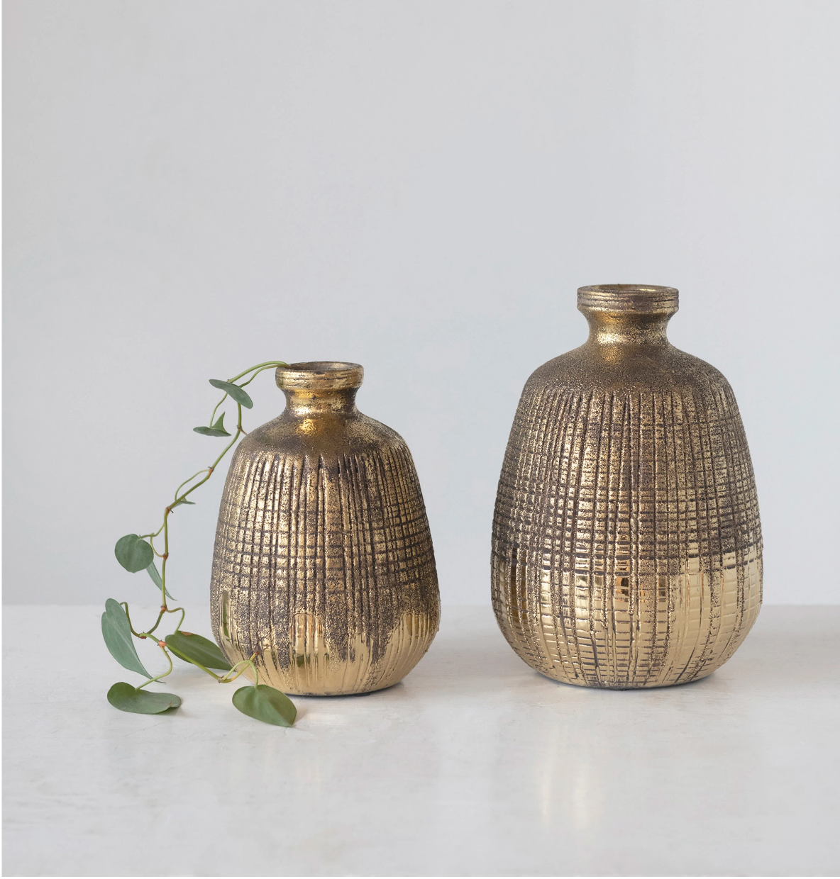 Gold Textured Terra-cotta Vase