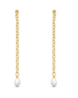 Iris Long Pearl Drop Earrings