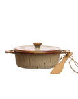 Stoneware Brie Baker with Bamboo Spreader