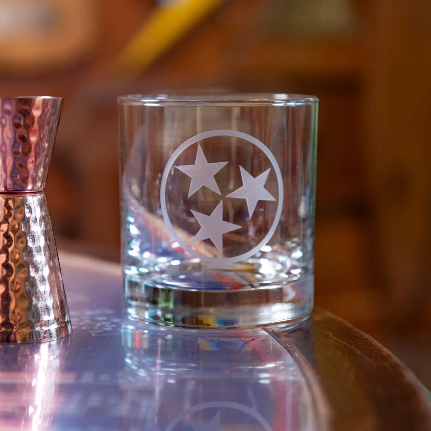 Tennessee Tri Star Rocks Glass