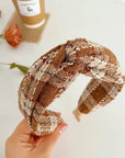 Knit Plaid Twist Headband