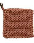 Cotton Crocheted Pot Holder with Leather Loop