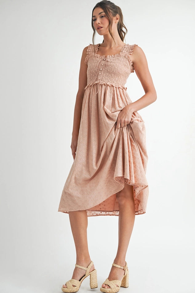 Textured Cotton Midi Dress