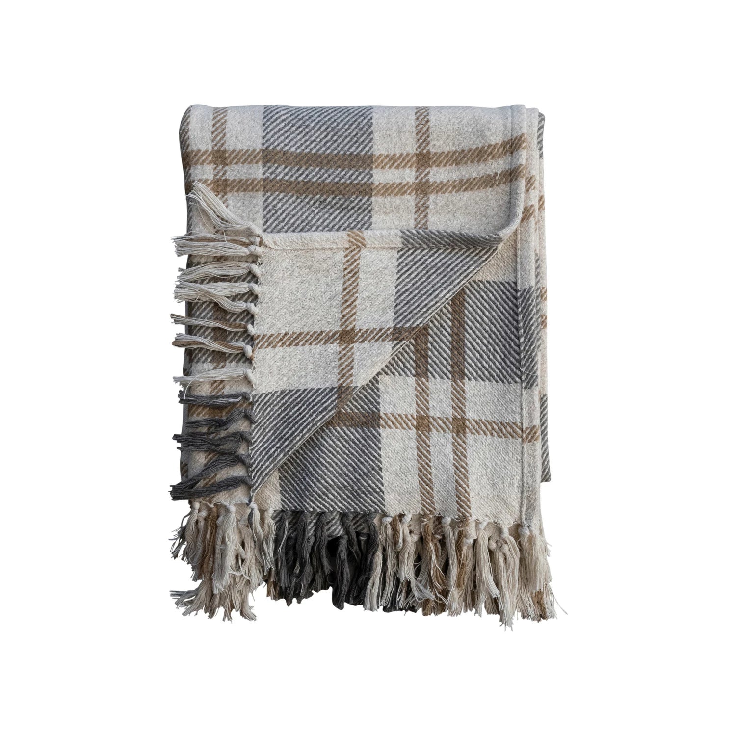 Brushed Cotton Flannel Throw Blanket with Fringe Bradley s Gift and Home