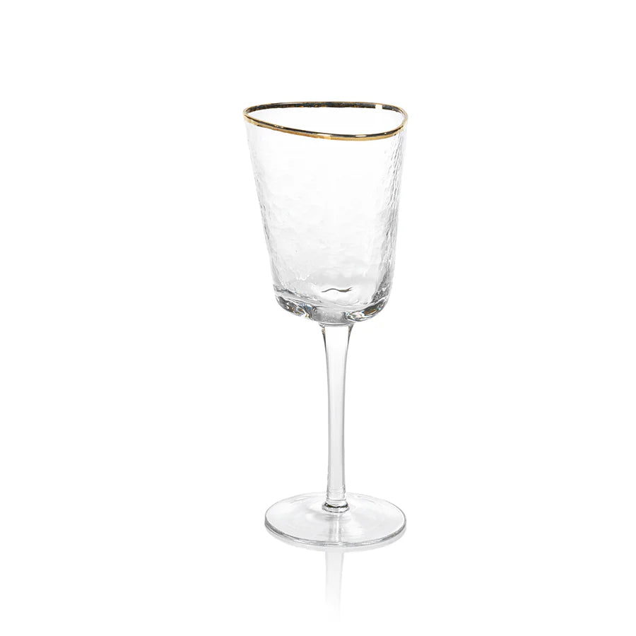 Triangular Wine Glass, Gold Rim