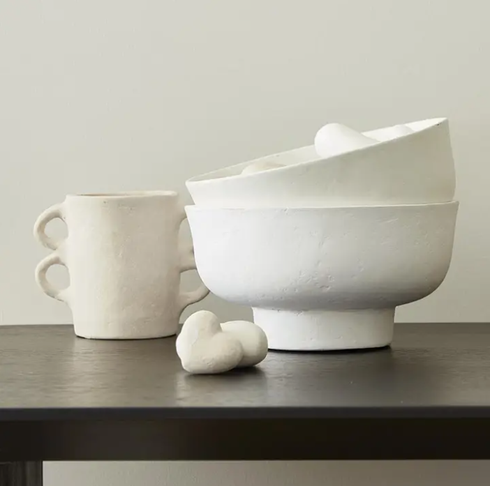 Paper Mache Bowl - White