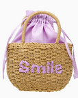 Wicker Basket Message Handbag-Smile