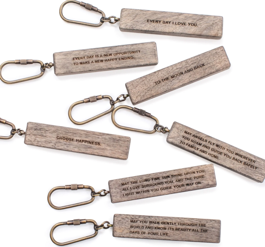 Wood Quote Keychain
