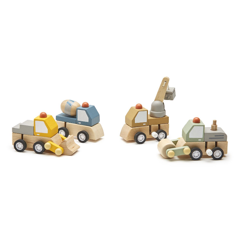 Construction Vehicle Wooden Windup Truck