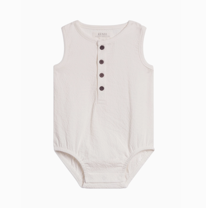 Wren Seersucker Bubble Romper - Coconut