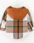 Hooded Brown & Gray Flannel Kids Jacket