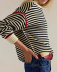 Dropped shoulders oversized Knit sweater Pullover in stripe