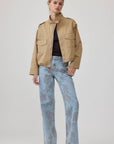 Cropped Utility Jacket with Stand Collar