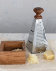 Stainless Steel Grater w/ Acacia Wood Handle & Base