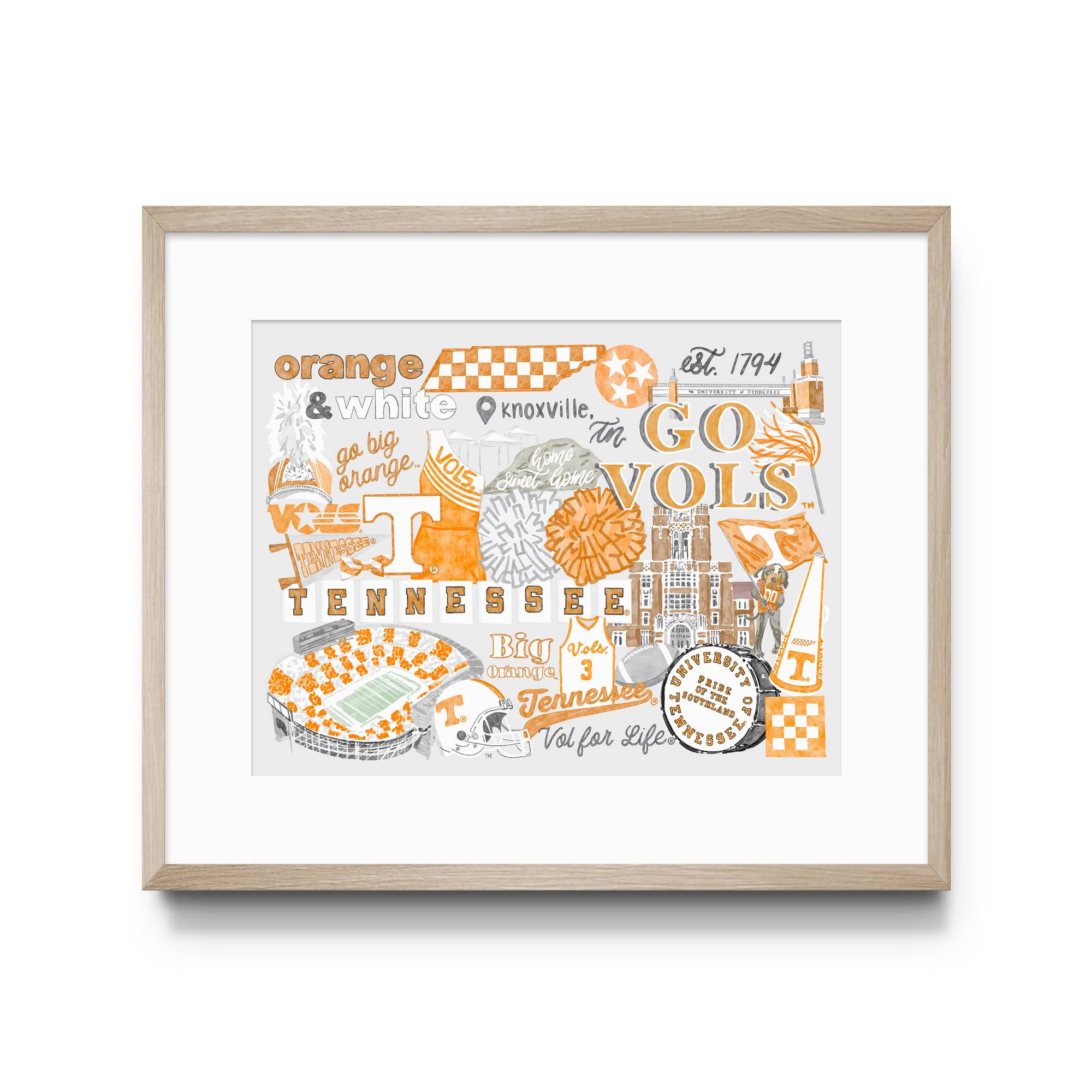 5x7 University of Tennessee Collage Art Print