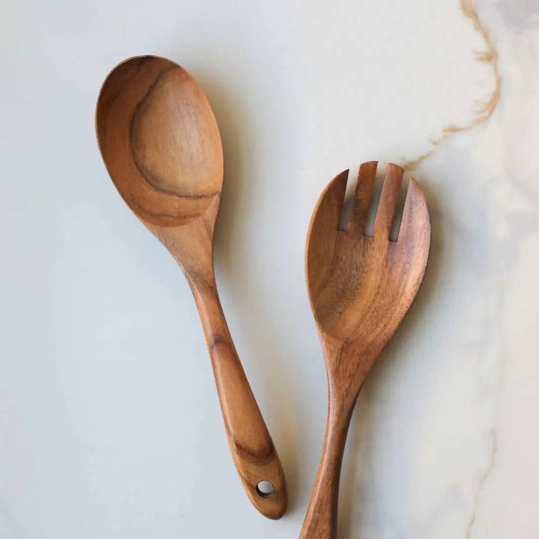 Teak Wood Salad Spoon and Fork
