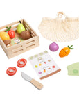 Wooden Farmers Market Toy Set, 21-Piece Pretend Play