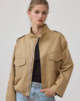 Cropped Utility Jacket with Stand Collar