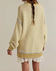 Dropped shoulders oversized Knit sweater Pullover in stripe