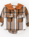 Hooded Brown & Gray Flannel Kids Jacket