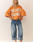 Touch Down Acid Wash Oversized Short Sleeve Sweatshirt