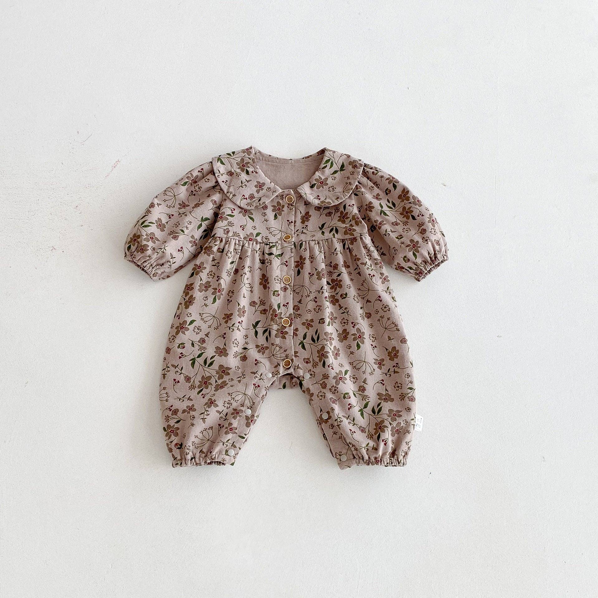 Baby Girl Long Sleeve Floral Pattern Romper
