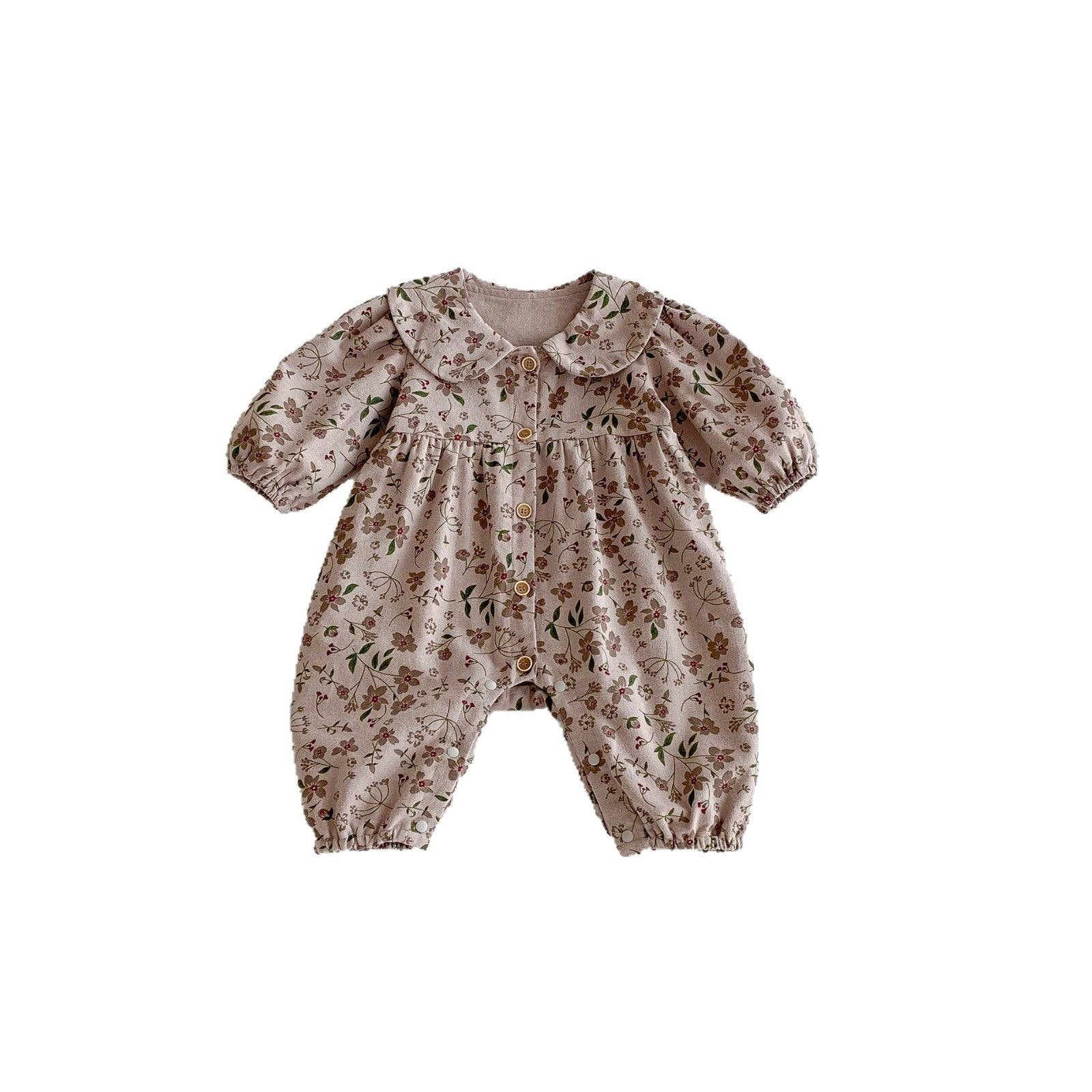 Baby Girl Long Sleeve Floral Pattern Romper