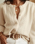 Solid Crochet Lace Button Front Cardigan