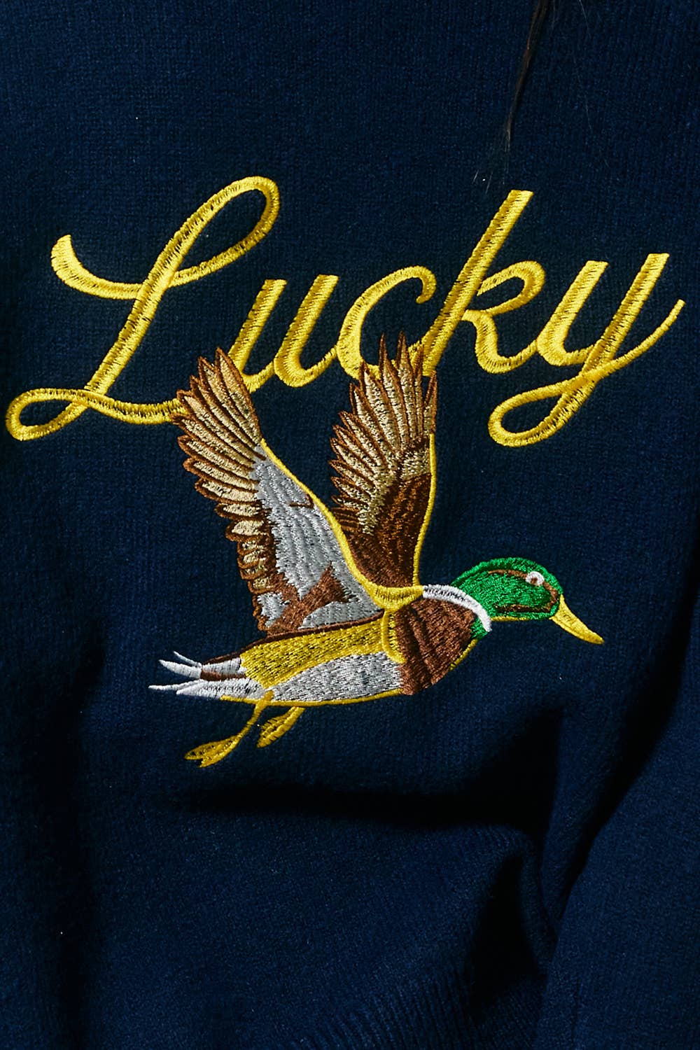 Embroidered Lucky Duck V-Neck Cardigan