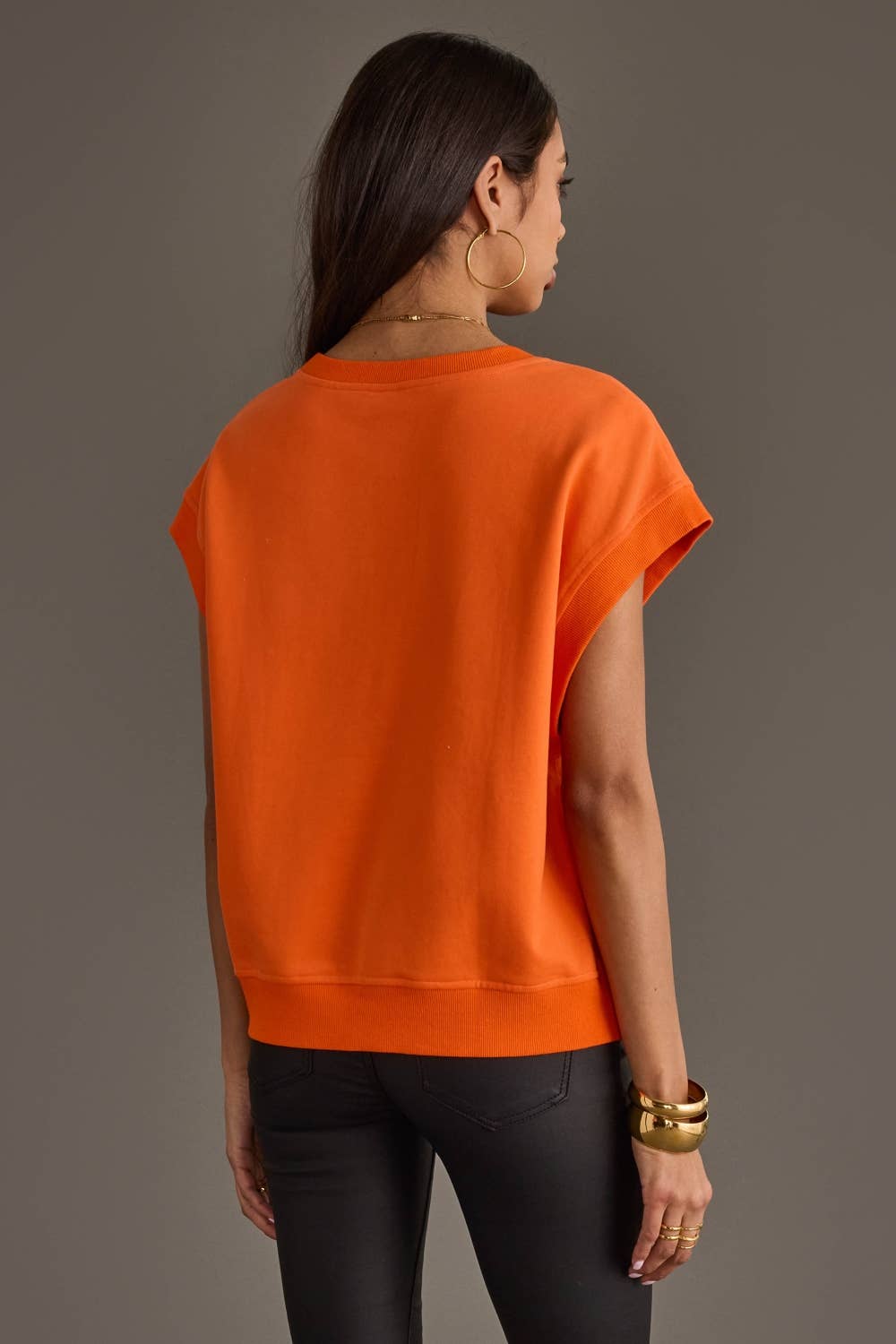 Orange &amp; White Game Day Short Sleeve Sweatshirt