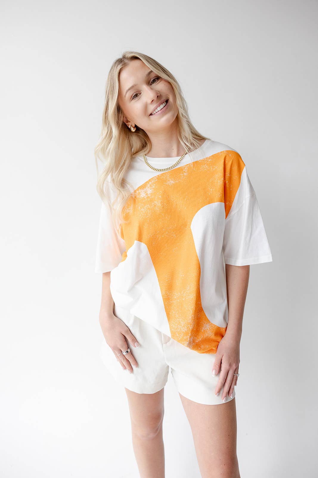 White Tennessee Lawson Logo Oversized Tee