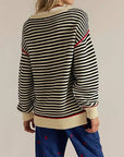 Dropped shoulders oversized Knit sweater Pullover in stripe