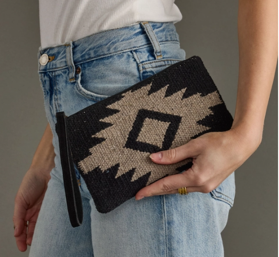 Black &amp; Taupe Aztec Wristlet