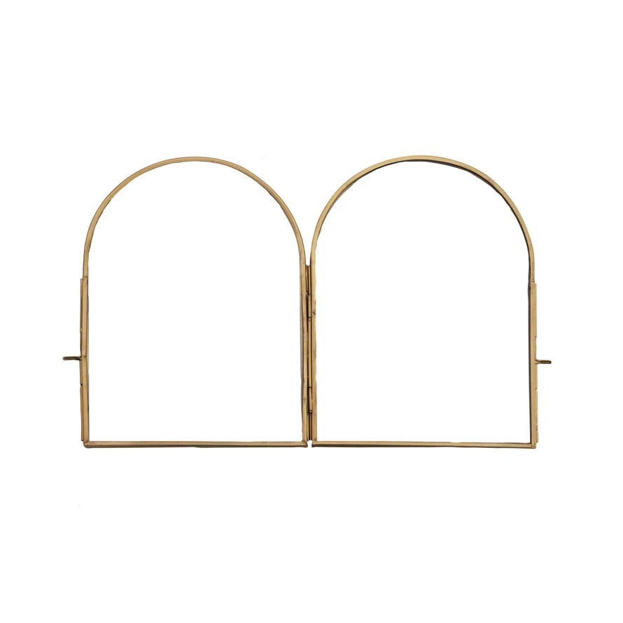 Brass and Glass Arched Double Photo Frame