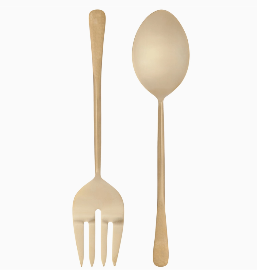 Stainless Steel Salad Server Set - Gold