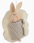 Sleeping Bunny Ornament-Gray or Green