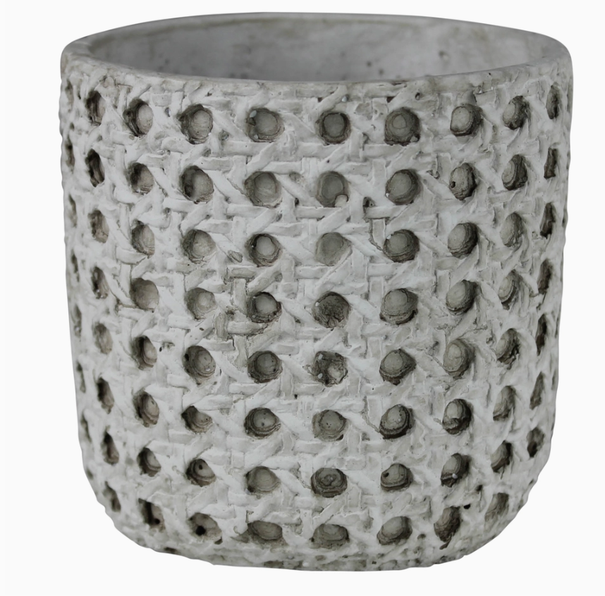 Cane Weave Cement Cachepot