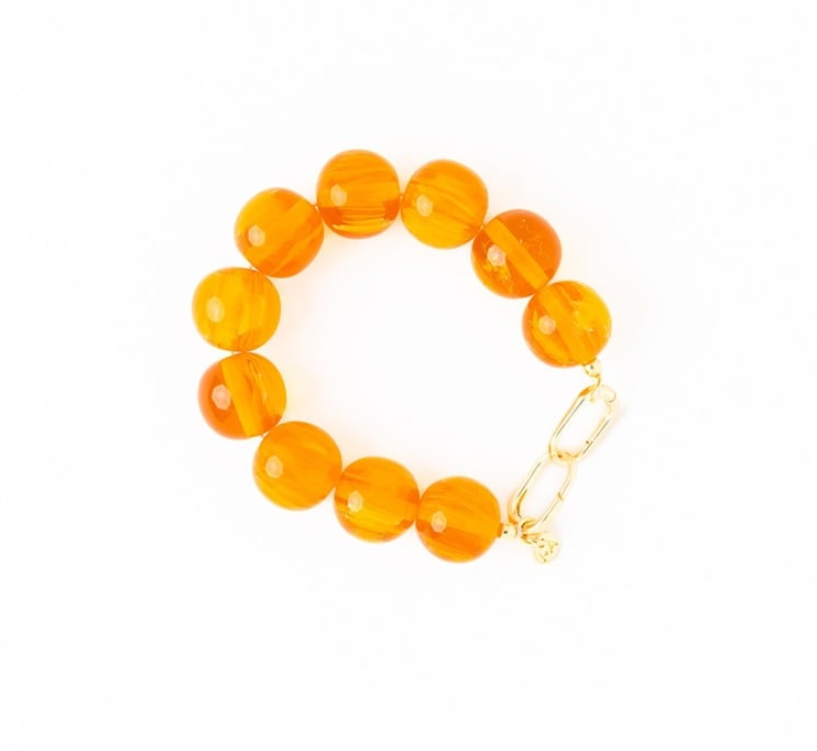 Cece Large Resin Bead Bracelet Amber