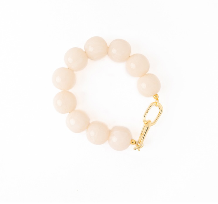 Cece Large Resin Bead Bracelet White