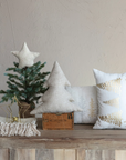 Cotton Slub Tree Shaped Pillow with Metallic Gold Thread