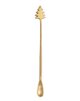 9"L Brass Cocktail Spoon with Christmas Tree Handle