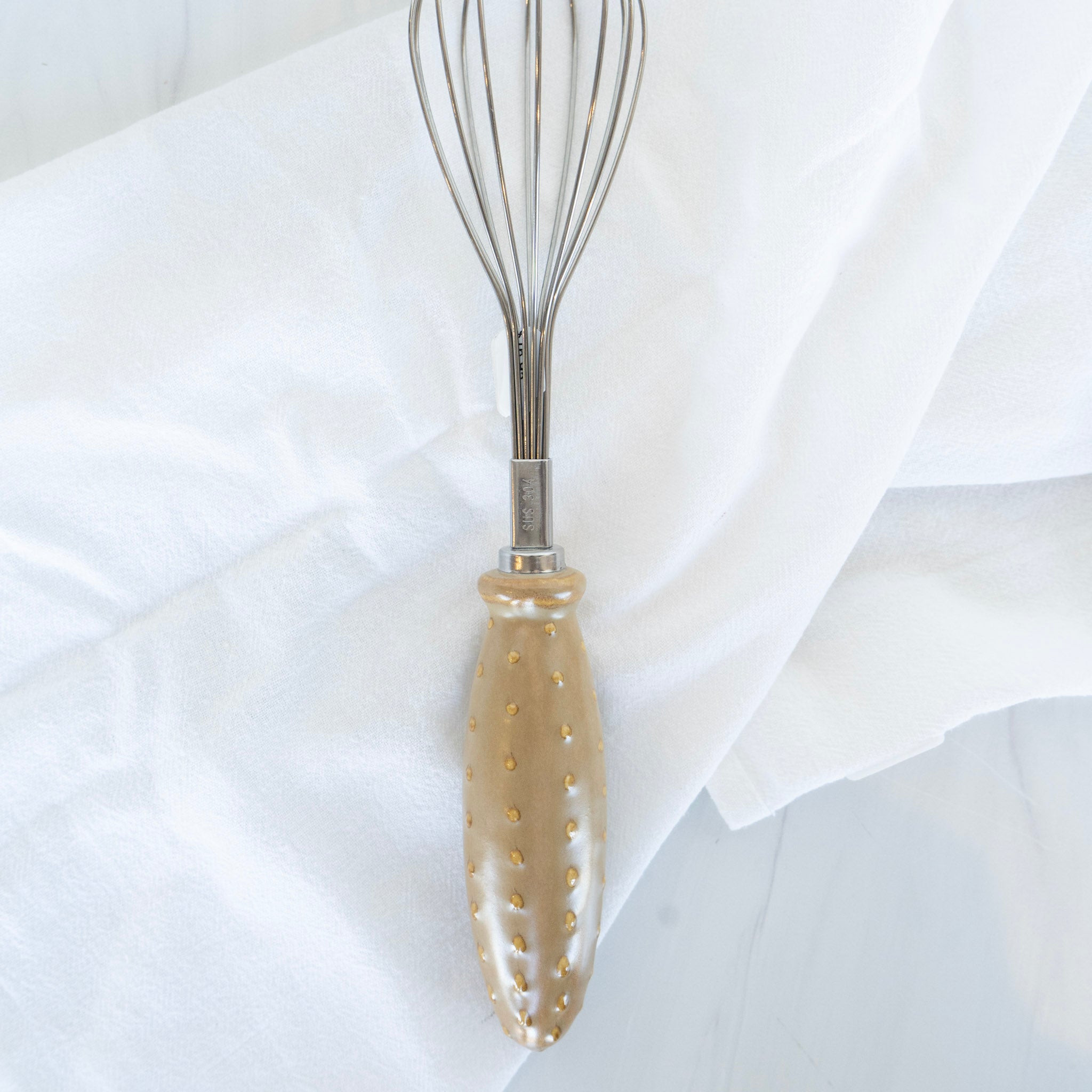 10.5&quot; Stainless Steel Whisk with Embossed Stoneware Handle