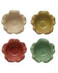 Debossed Stoneware Flower Bowls with Crackle Glaze