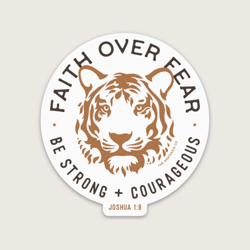 Faith Over Fear Tiger Sticker