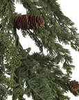 Faux Spruce & Pine Garland with Natural Pinecones