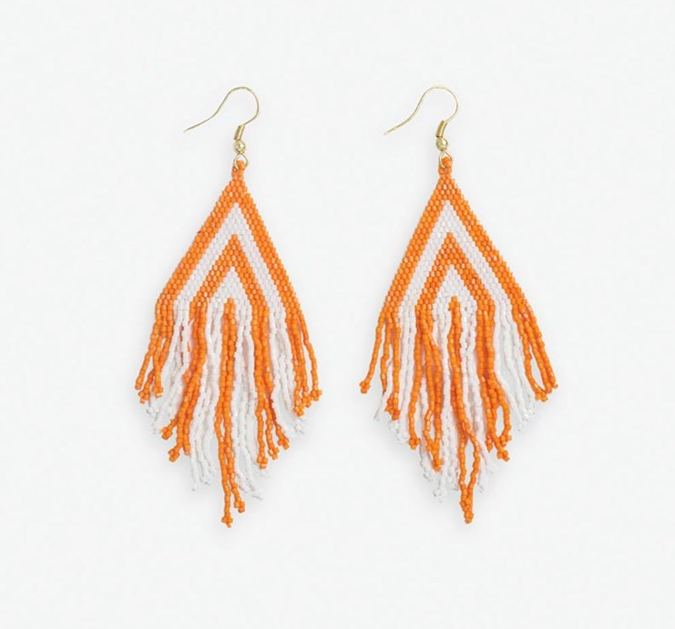 Gameday Triangle Beaded Fringe Earrings