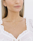 Gold Crystal Cross Necklace - 14k Gold Vermeil