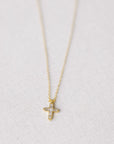 Gold Crystal Cross Necklace - 14k Gold Vermeil